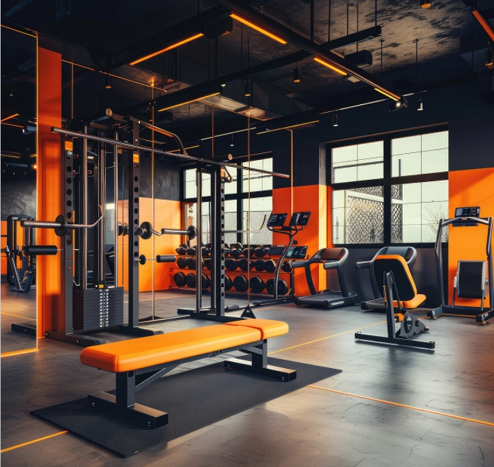 Modern gym equipment interior Modern gym equipment interior